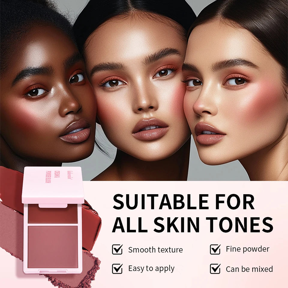 2 em 1 creme & pó blush fosco natural blush paleta de maquiagem dos olhos longa duração alta renderização de cor brilhante mindinho patrick ta blush