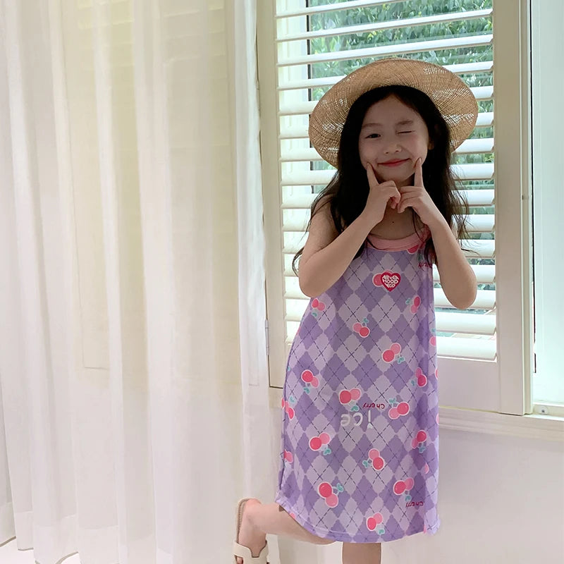 Verão menina camisola crianças vestidos de pijama pijamas para meninas criança noite vestido crianças pijamas 2 a 4 6 8 10 11 12 13 14 anos
