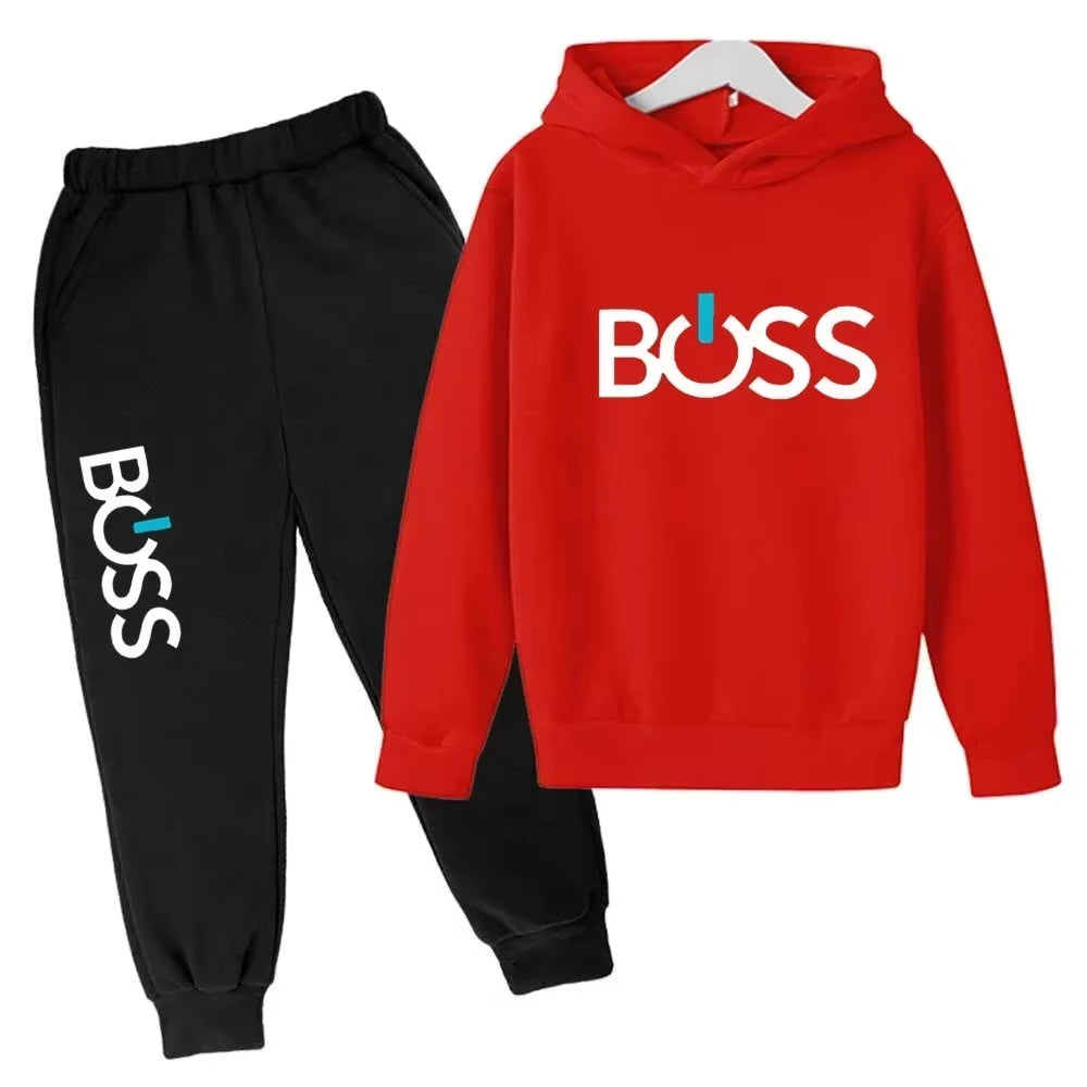 Streetwear nova primavera e outono crianças conjunto com capuz meninos meninas casual manga longa com capuz topos + calças esportivas 2-14 anos de idade
