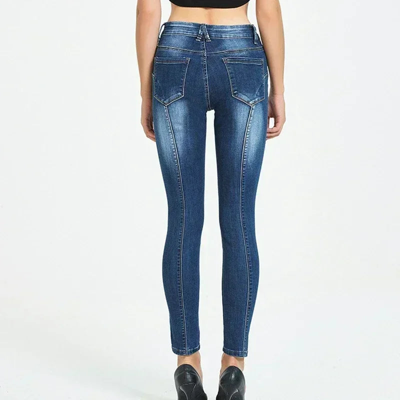 Calças Jeans Femininas Push Up, Calças Skinny de Denim, Moda 2026, Pantalones De Mujer, Pantalon Femme, Azul 2XL 3XL