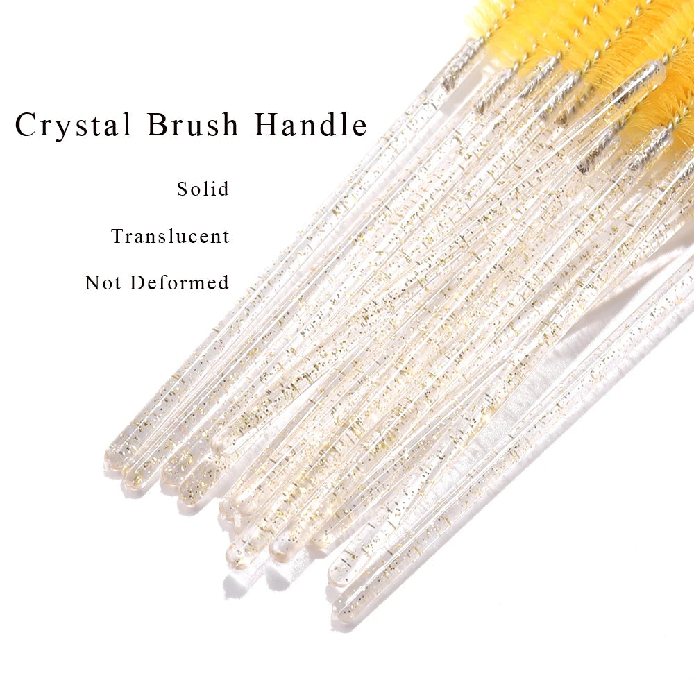 50 pçs pincéis de cílios descartáveis extensão cristal sobrancelha escova rímel varinha cílios conjunto de ferramentas cosméticas maquiagem beleza