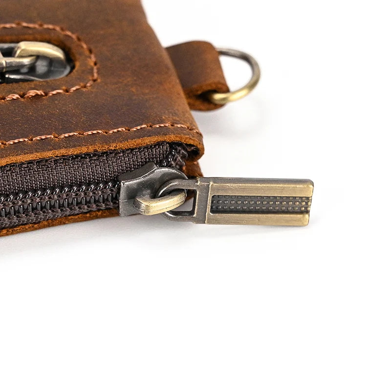 Luufan couro genuíno zíper moeda cartão bolsa de couro real rfid titular do cartão embreagem carteiras slots para homens mulheres mini bolsa fina