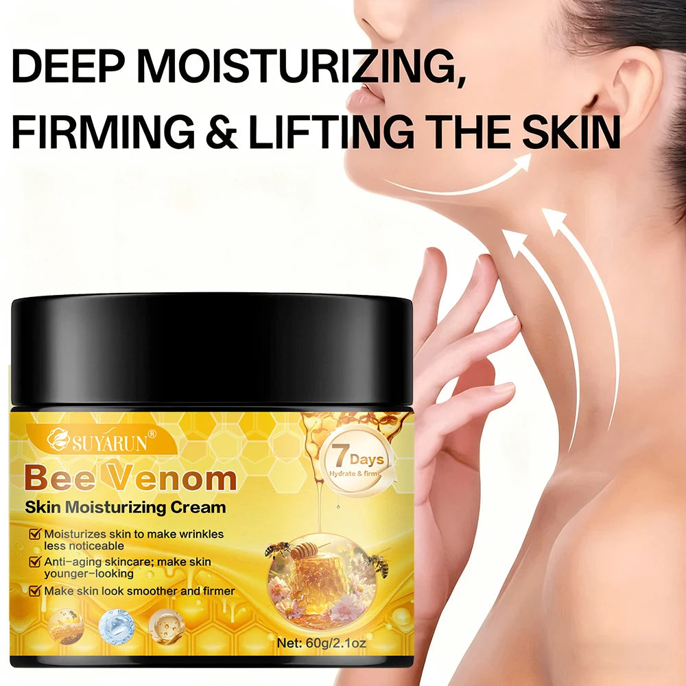 SUYARUN Creme Hidratante de Vêneno de Abelha Cuidados Faciais Antienvelhecimento |   Hidratação profunda e reafirmante Cuidado natural antirrugas para toda a pele.