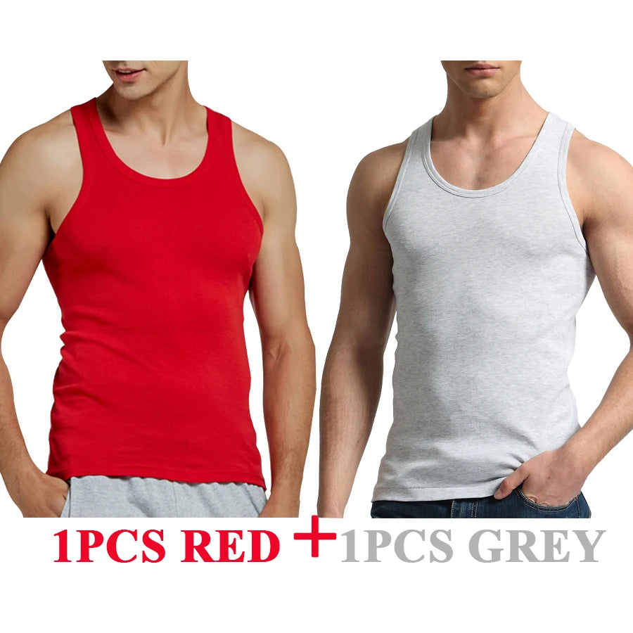 Regatas masculinas 100% algodão sólido colete masculino respirável sem mangas topos fino casual ginásio correndo confortável camiseta presente dos homens