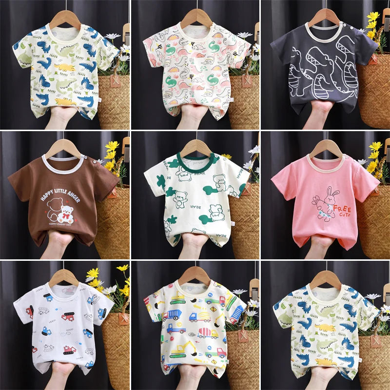 2025 verão crianças dos desenhos animados camiseta para menino animal impressão dinossauro urso meninos t camisa meninas topos camisetas dos desenhos animados crianças roupas