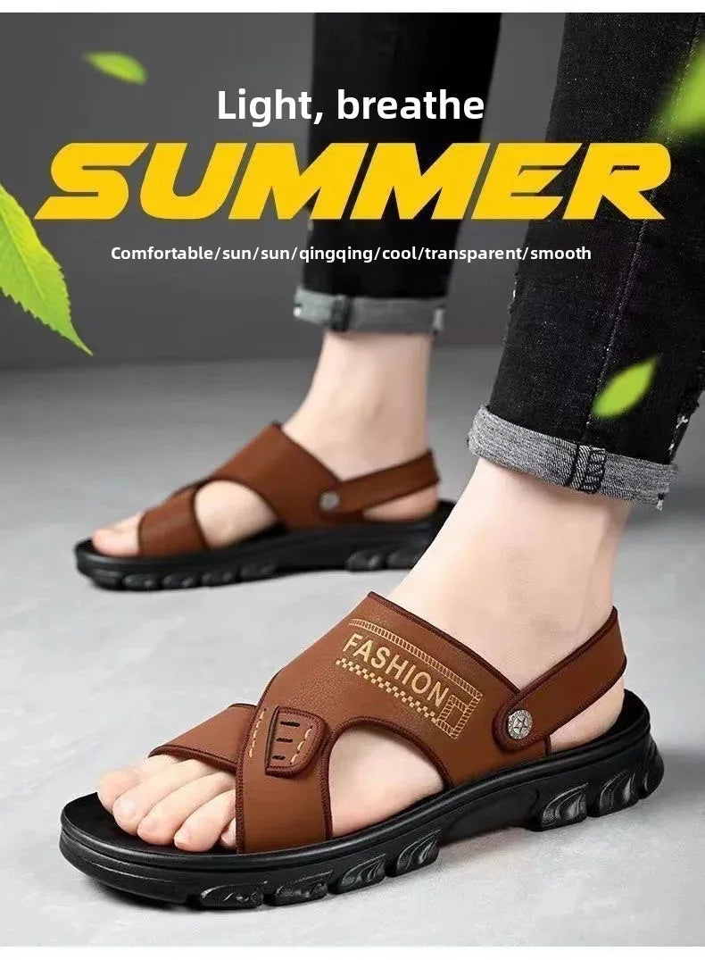 Sandálias de Praia Masculinas de Verão, Reforçadas, Antiderrapantes, Resistentes ao Desgaste, Respiráveis, para Dirigir, Material PVC, Calçados para Adultos