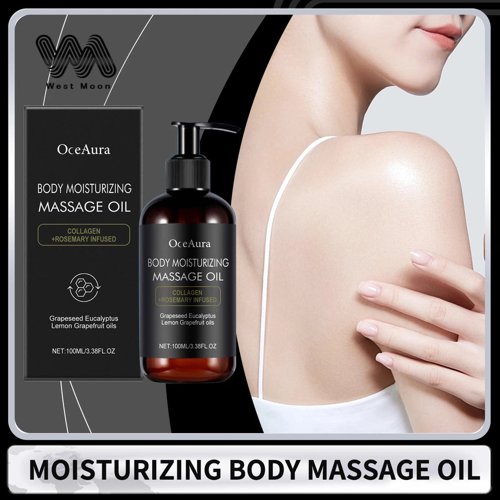 Óleo de massagem corporal hidratante nutritivo suavizante da pele reduzir a secura óleo de alecrim iluminar suave endurecimento corpo spa cuidados com a pele
