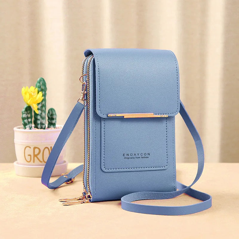PU Leather Touch Screen Shoulder Bag para Mulheres, Feminino Crossbody Bolsas, Bolsa de telefone Bolsa de mão de grande capacidade, Drop Shipping, Novo