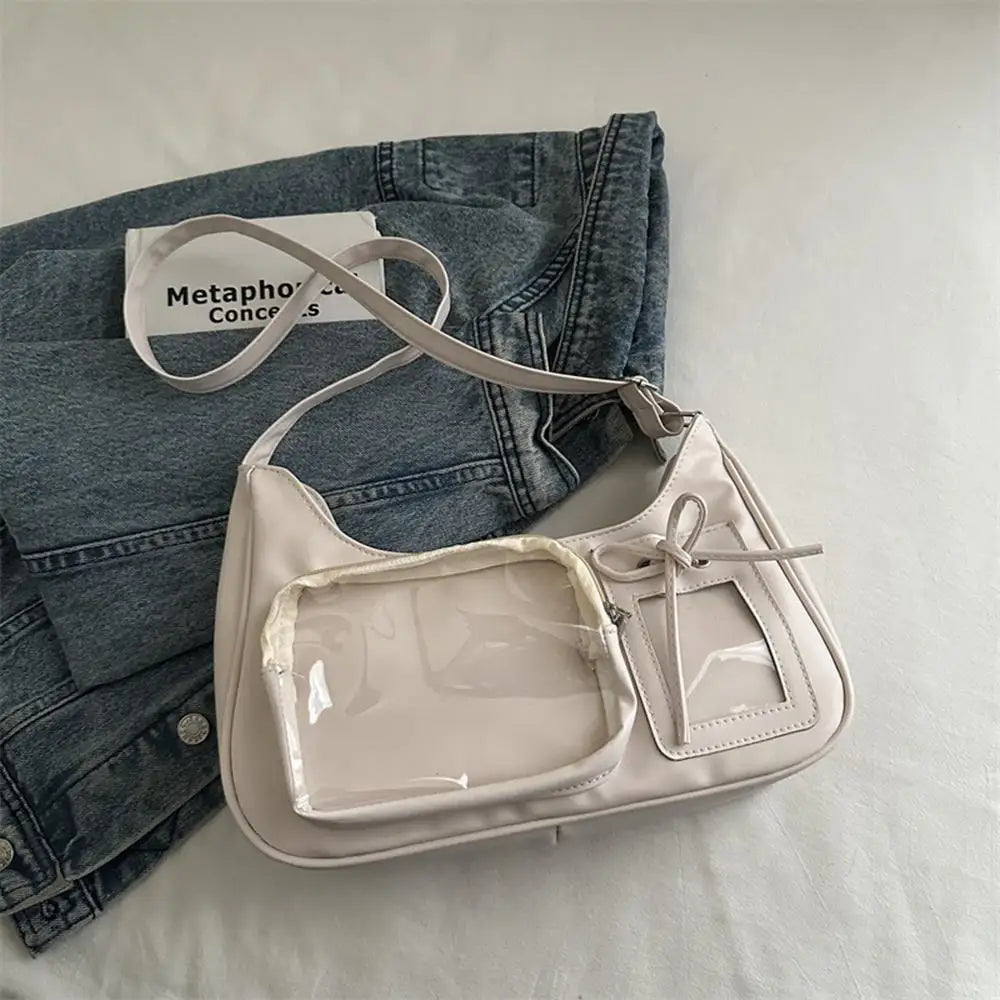Y2k coreano transparente ita saco meninas doce lolita jk bolsa moda escola crossbody saco harajuku anime crachá exibição sacola