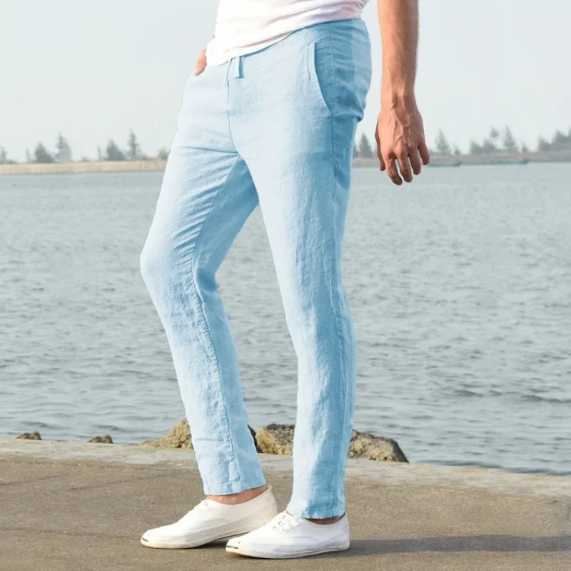 Calças de Algodão e Linho Masculinas, Novas Calças de Linho Respiráveis para o Outono, Tamanhos S-5XL