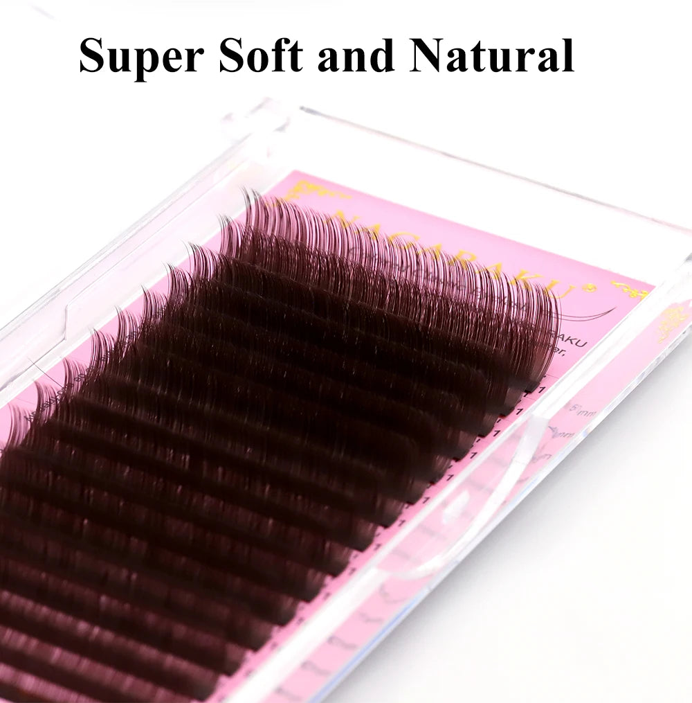 Nagaraku marrom extensão de cílios maquillaje maquiagem cílios individuais alta qualidade macio natural sintético vison 16 linhas