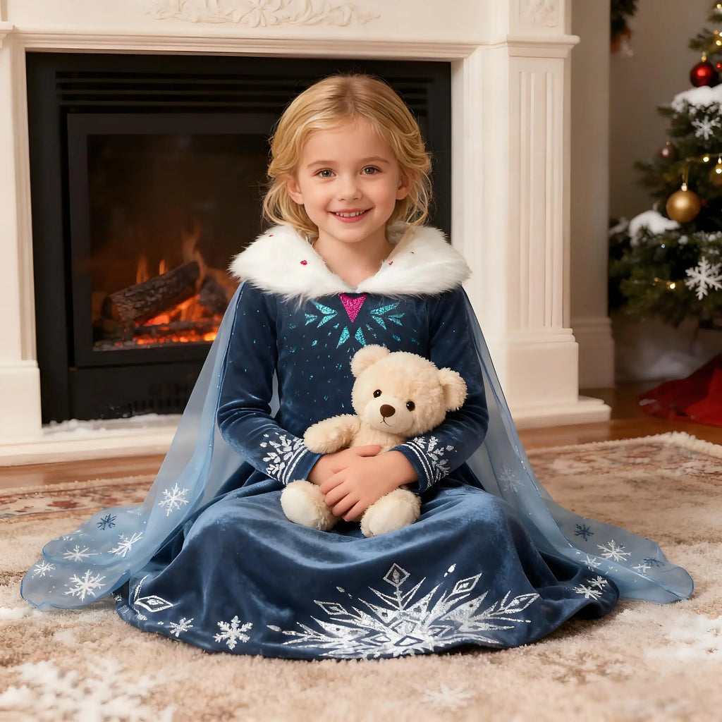Menina cosplay neve rainha vestido outono inverno crianças elsa carnaval festa princesa traje crianças aniversário vestido de baile roupas 2-10t