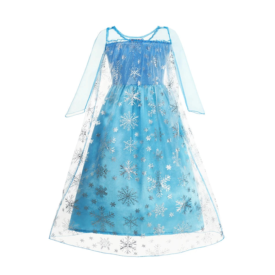 Elsa vestido para meninas elsa malha vestido longo traje crianças carnaval neve rainha cosplay vestido purim festa de aniversário vestido de baile