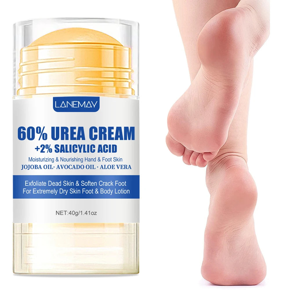 Creme Ultra-Hidratante para Pés com 60% de Ureia, Suaviza Pés Secos e Rachados, Exfoliação Suave, Creme Hidratante para Cuidados com os Pés