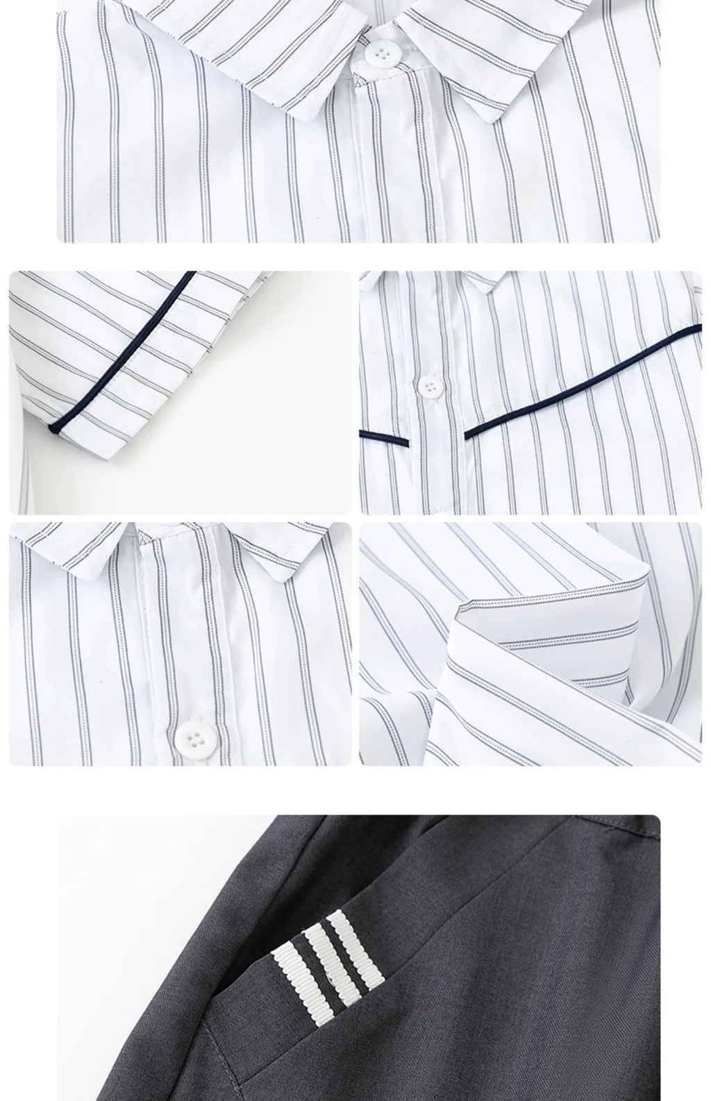 Meninas coreano japonês preppy listrado blusa saias meninos camisas shorts crianças conjuntos de roupas verão estudantes uniformes escolares