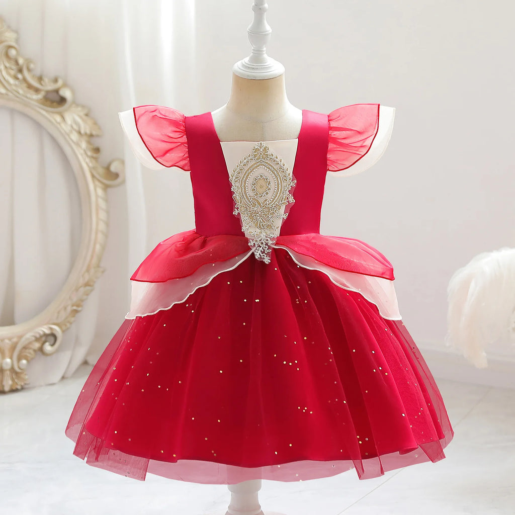 Baby Girls' Cotton Princess Party Dress, roupas de casamento infantil, moda infantil, verão, vestidos de aniversário, 2-10 anos