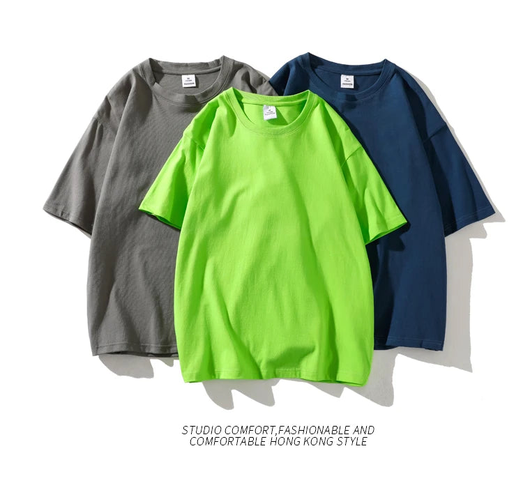 Novo verão masculino t camisa moda sólida básico solto hip hop manga curta camisetas para homens feminino casual algodão streetwear topo t