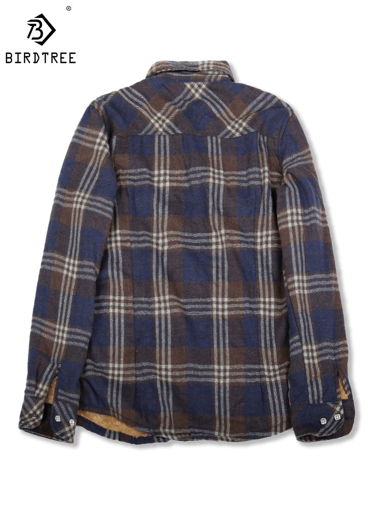 Camisa Xadrez Feminina de Veludo Grossa e Quente, Blusa Casual de Manga Longa com Forro de Lã para Inverno, Tamanhos M-5XL, Roupa de Outono T77710A