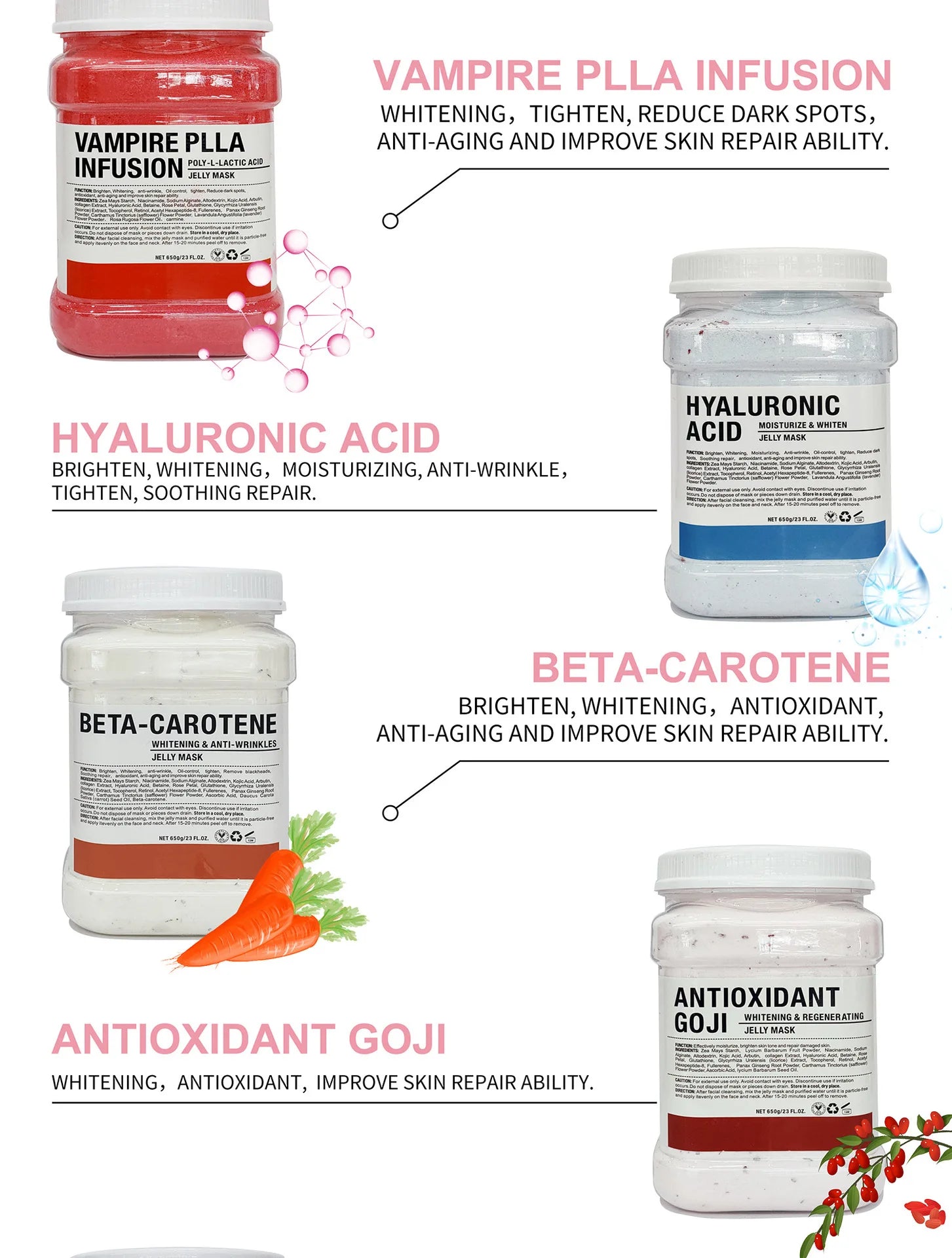 6 PCS Jelly Mask Powder Atacado 650G Máscaras Profissionais Salão de Beleza Use Produtos de Cuidados com a Pele Facial