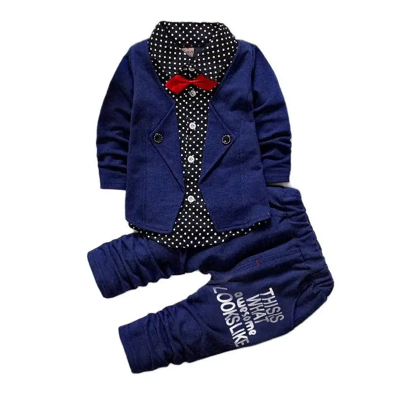 Crianças mais fino conjuntos de roupas primavera outono agasalho bebê meninos criança manga longa cavalheiro ternos crianças t camisa calças conjuntos roupas