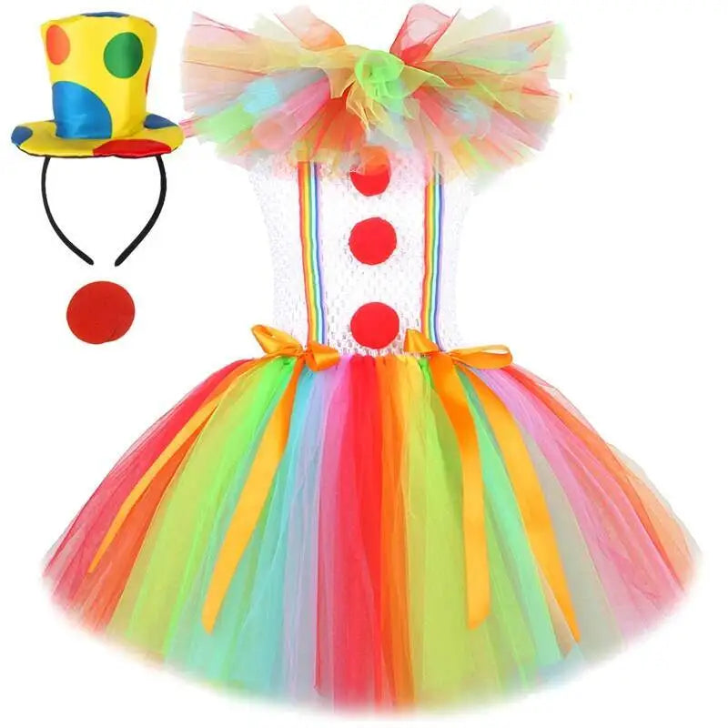 Arco-íris pennywise palhaço trajes para meninas palhaço de circo halloween tutu vestido para crianças coringa roupa crianças roupas de ano novo