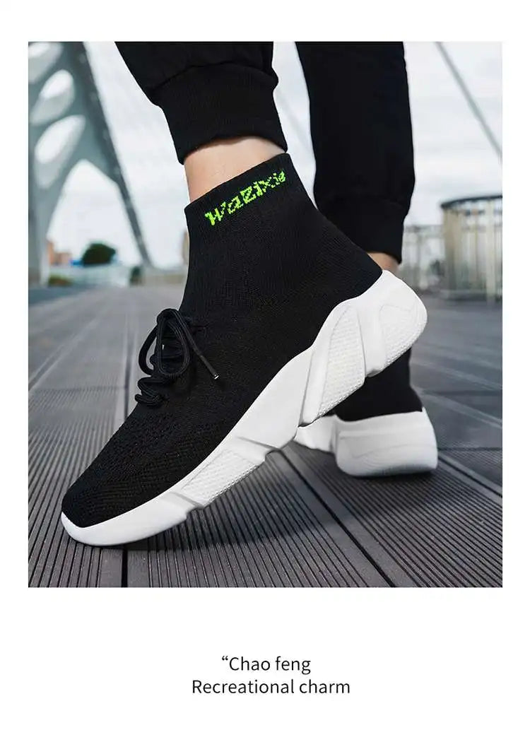 Mwy sapatos casuais masculinos tênis respirável rendas até meias de malha sapatos zapatillas hombre feminino esportes joggingshoes plus size 35-47