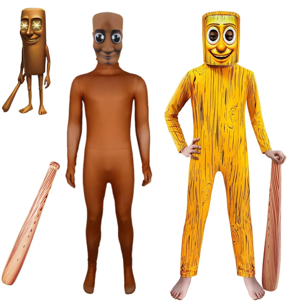 Desenhos animados tung tung tung sahur traje crianças manga longa bodysuits desempenho de palco halloween carnaval macacão máscara conjuntos