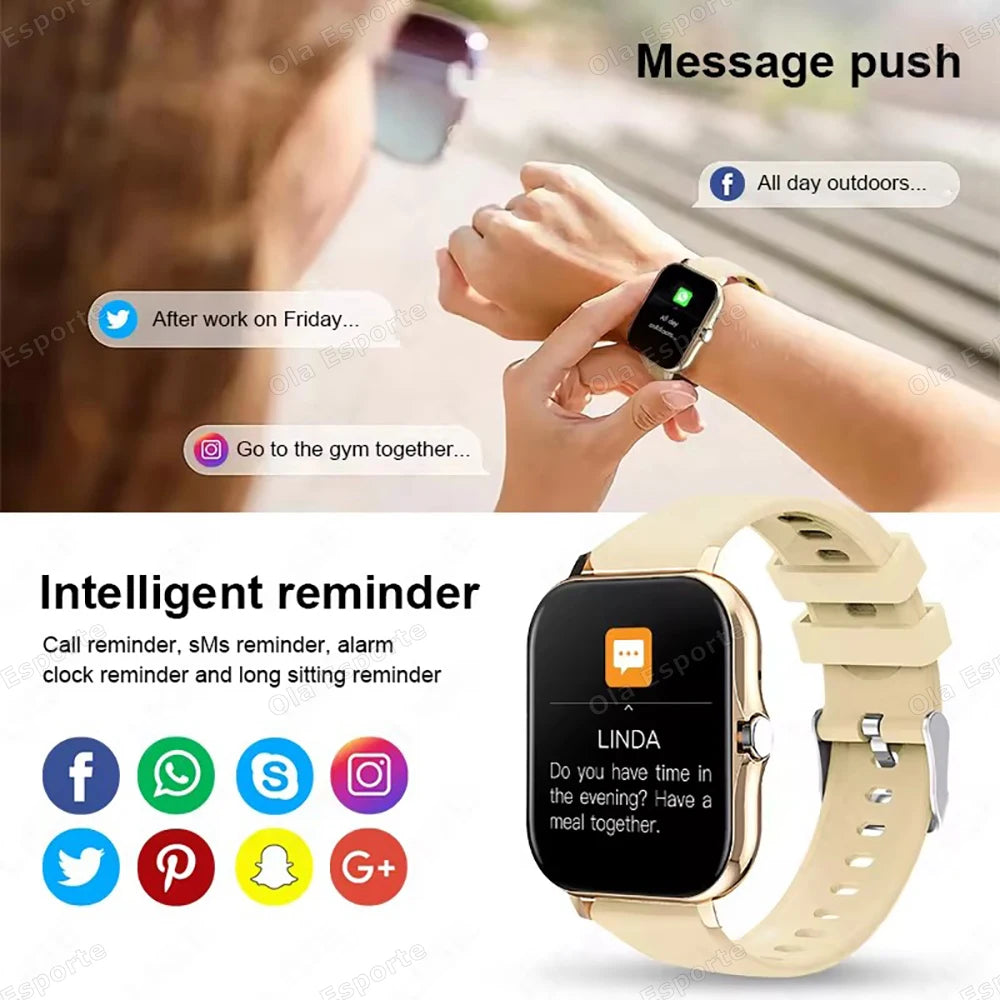 Relógio Inteligente 2026 para Android e iOS, Tela Colorida de 1.83 Polegadas, Bluetooth, Atende Chamadas, Monitor de Fitness, Smartwatch para Mulheres e Homens, Novo