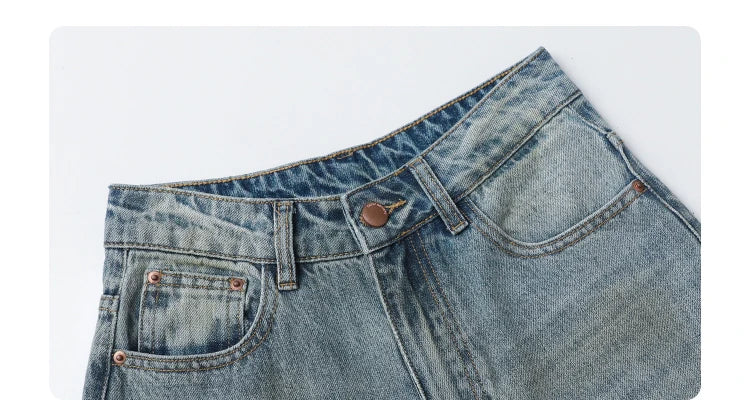 Chic ven retro calças de brim femininas soltas casuais nova cintura alta pernas largas denim calças femininas primavera outono 2025