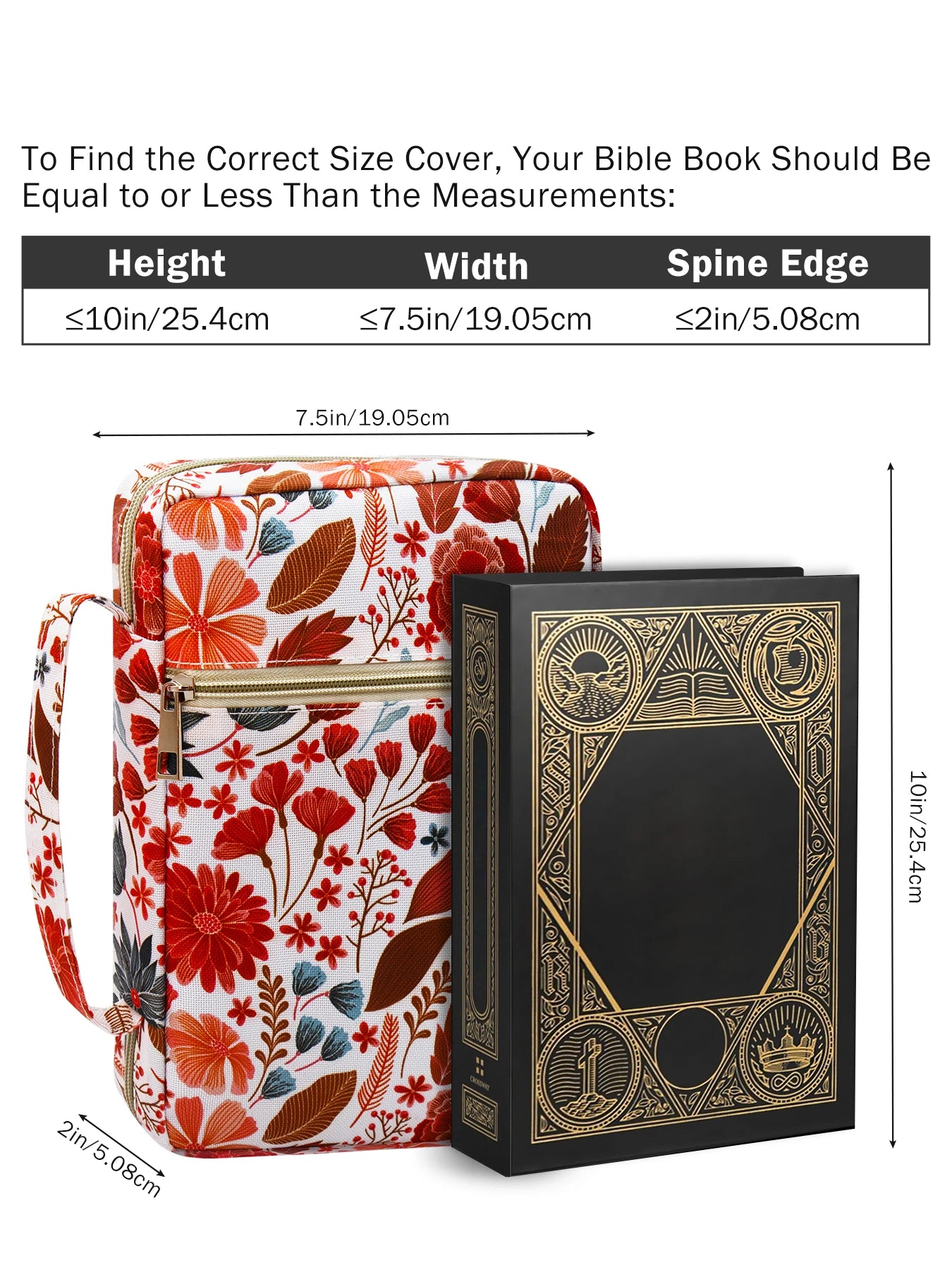 Capa da bíblia para mulheres com impressão de flores, estojo da bíblia, bolsa da bíblia, estojo da bíblia de estudo, capas para bíblia, capas de boooks da bíblia