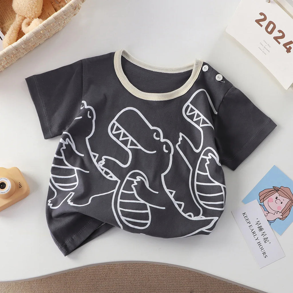2-6y nova camiseta dos desenhos animados de algodão puro meninas de manga curta verão meia manga topos meninos topos crianças camisetas roupas