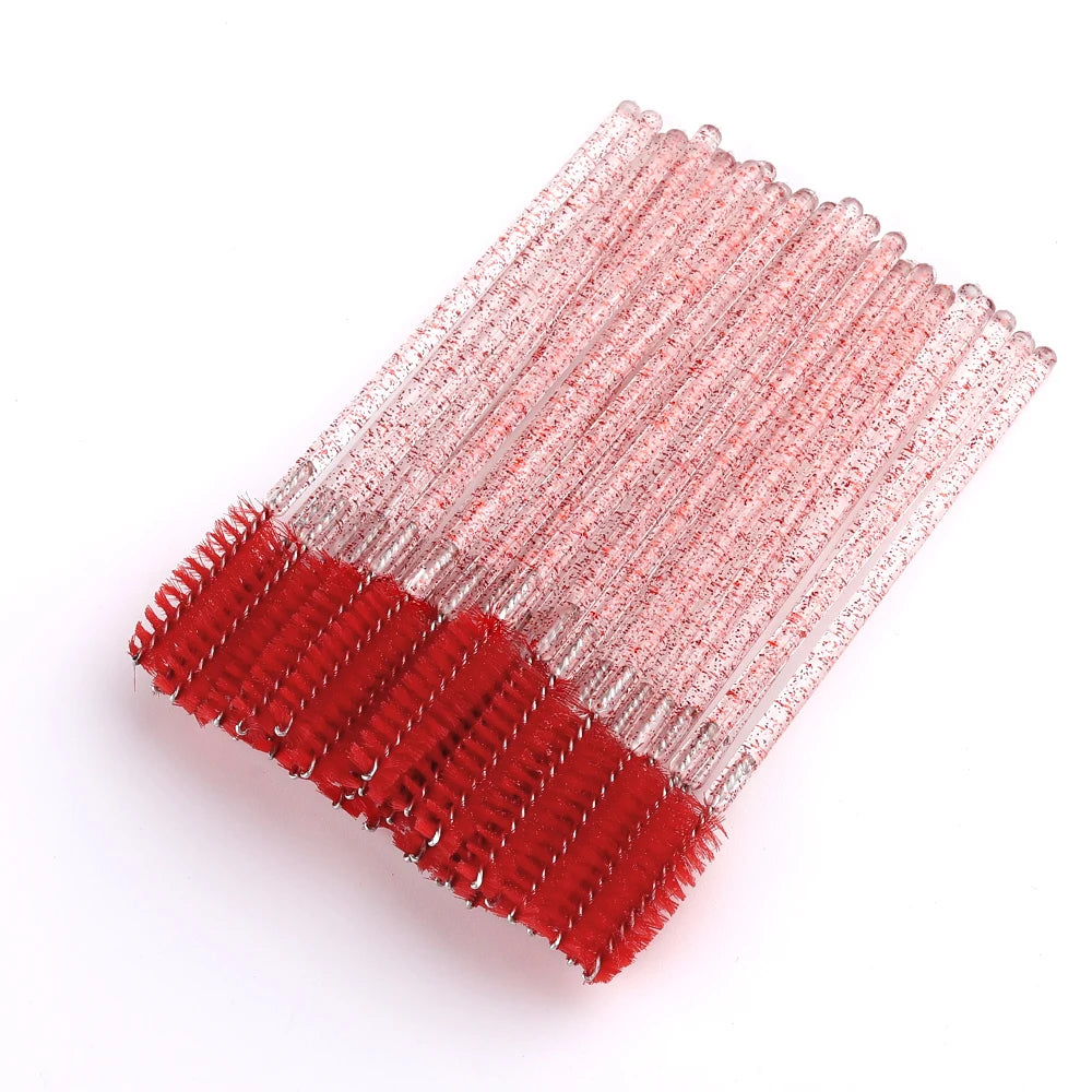 50 pçs pincéis de cílios descartáveis extensão cristal sobrancelha escova rímel varinha cílios conjunto de ferramentas cosméticas maquiagem beleza