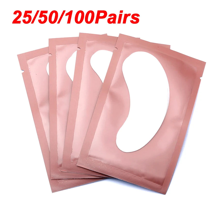 25/50/100 pares de manchas de olho sob as almofadas de cílios para a construção de manchas de papel hidrogel adesivos sem fiapos rosa para cílios postiços LAUKISS