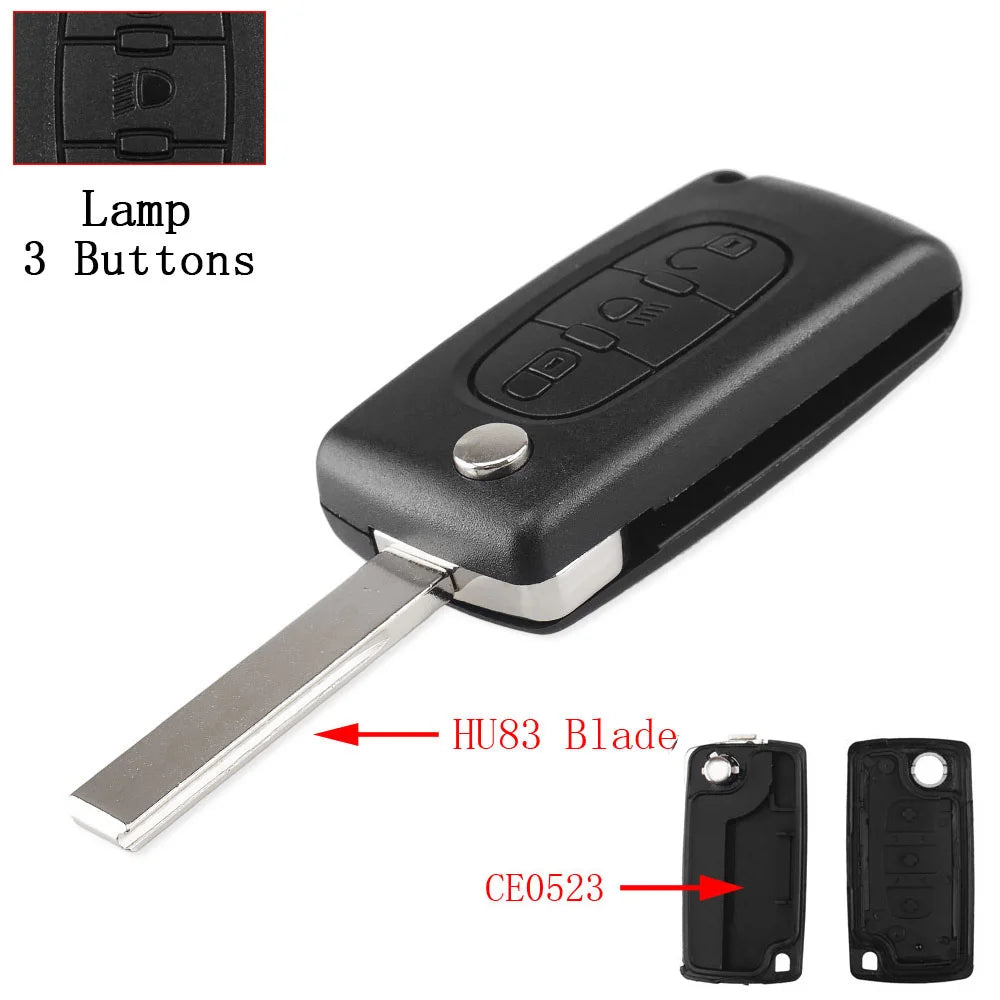 Keyyou para citroen c2 c3 c4 c5 c6 c8 3 botões flip remoto chave do carro caso capa escudo fob va2 lâmina ce0523