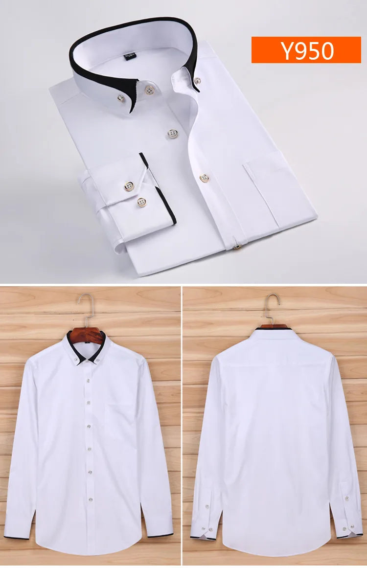 Nova chegada primavera comercial fácil cuidado camisa masculina oversize manga longa moda formal de alta qualidade plus size M-7XL8XL9XL
