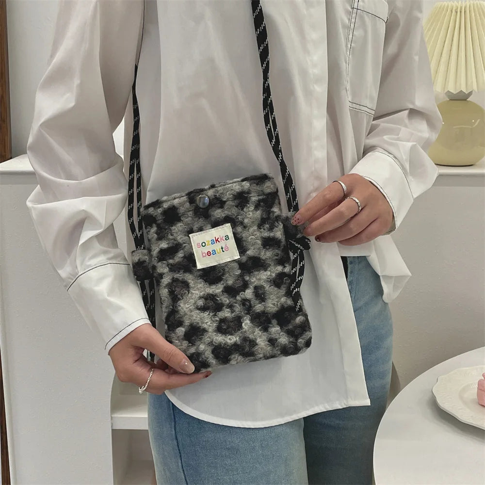 Novo ponto de pelúcia crossbody sacos para mulheres bonito rosa bolsa de ombro bolsas bolsa de telefone portátil