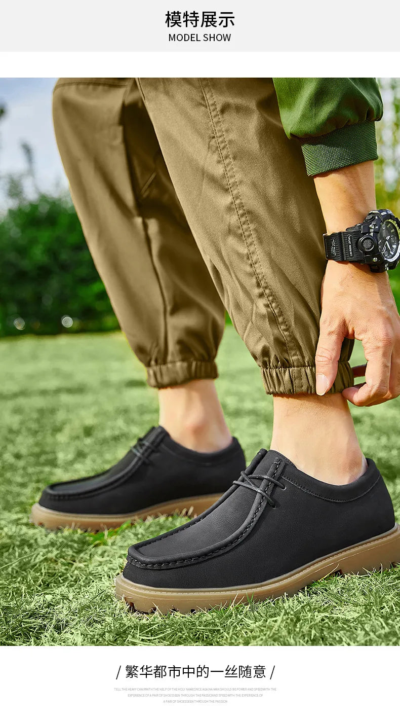 Sapatos casuais de couro mocassins clássicos masculinos rendas até derby sapatos retro workwear sapatos de alta qualidade ao ar livre sapato de caminhada de montanha