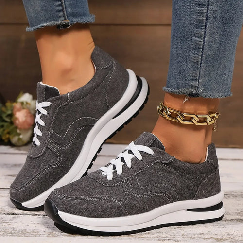 Azul denim plataforma tênis moda feminina sola grossa rendas até sapatos esportivos mulher plus size 43 confortável casual tênis femininos