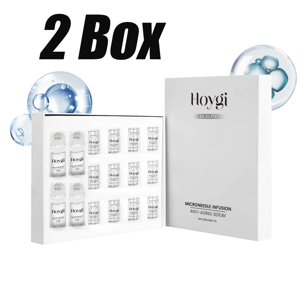 Conjunto de Sérum Facial Firmador com Rolo de Microagulhas, Essência Facial Anti-Envelhecimento, Hidratante, Suavizante e Embelezadora da Pele