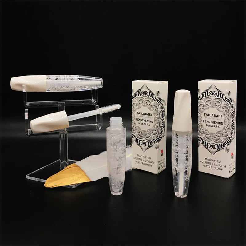 Rímel de alongamento transparente, rímel de alongamento de cílios nutritivo à prova d'água aprimorado 3D, de longa duração e à prova de manchas