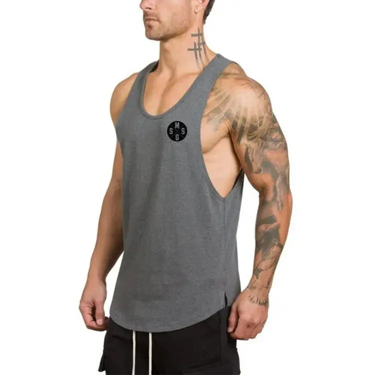 Marca roupas de ginástica algodão singlets canotte musculação stringer tanque superior dos homens camisa de fitness muscular caras sem mangas colete tanktop