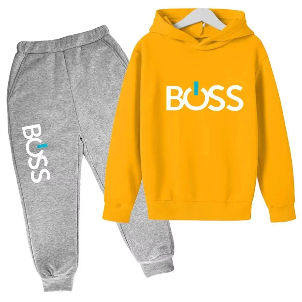 Streetwear nova primavera e outono crianças conjunto com capuz meninos meninas casual manga longa com capuz topos + calças esportivas 2-14 anos de idade