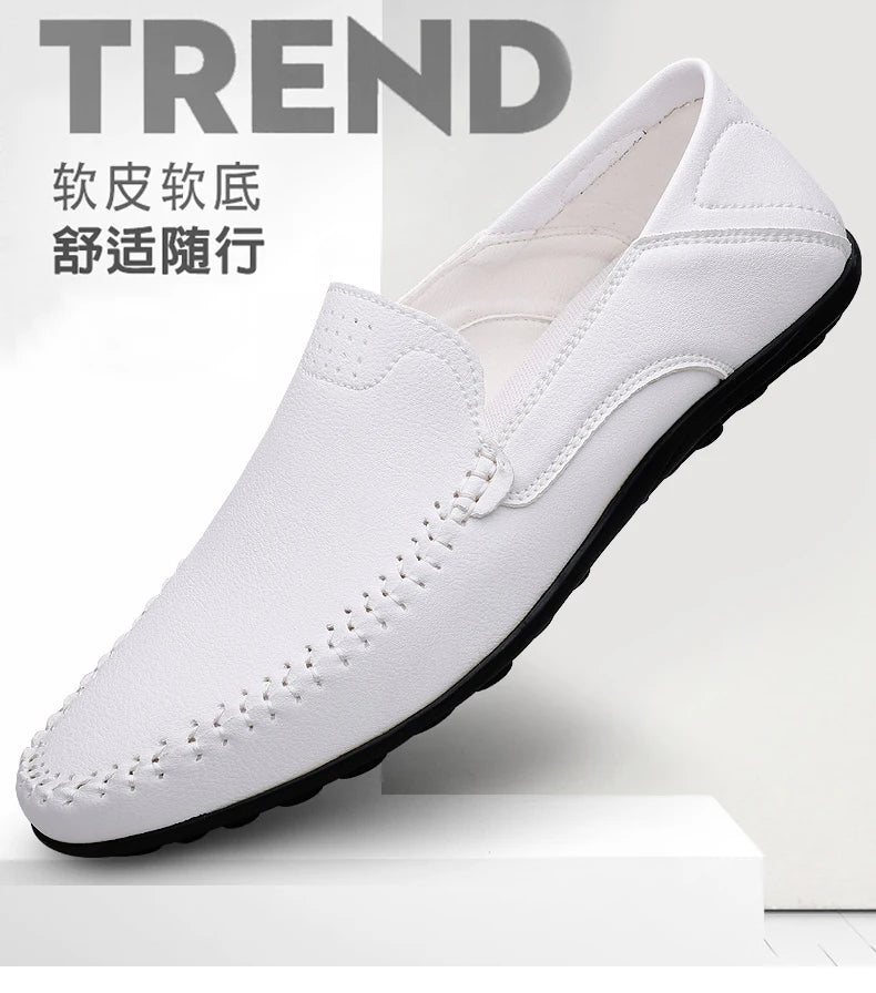 Mocassins Masculinos de Couro Genuíno Slip-On Casuais Estilo Náutico Formais Artesanais Designer 2025 Zapatillas Hombre
