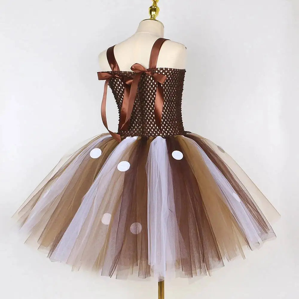 Bebê meninas trajes de veados de natal para crianças flor rena vestidos de princesa crianças natal ano novo ballet tutus outfit com arco