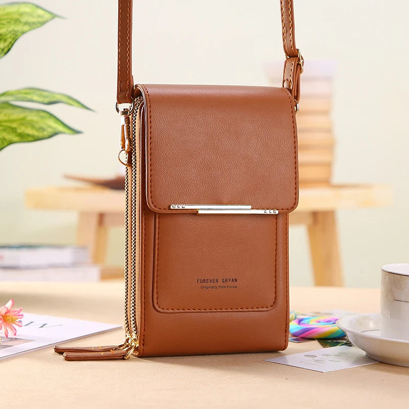 PU Leather Touch Screen Shoulder Bag para Mulheres, Feminino Crossbody Bolsas, Bolsa de telefone Bolsa de mão de grande capacidade, Drop Shipping, Novo