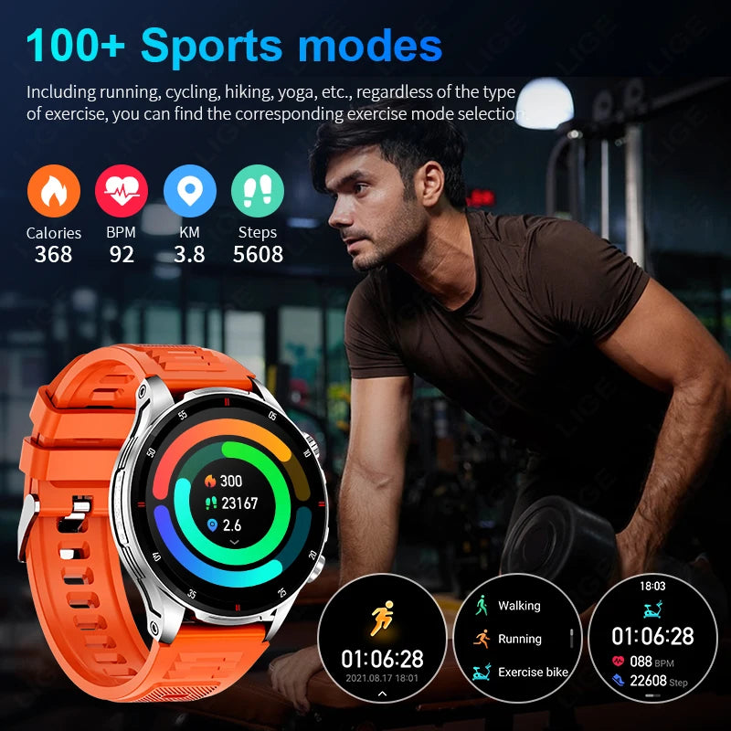 Lige 2025 novo relógio inteligente masculino lanterna ai voz bluetooth chamada 1.53 "hd esportes relógios de fitness monitor saúde smartwatch feminino