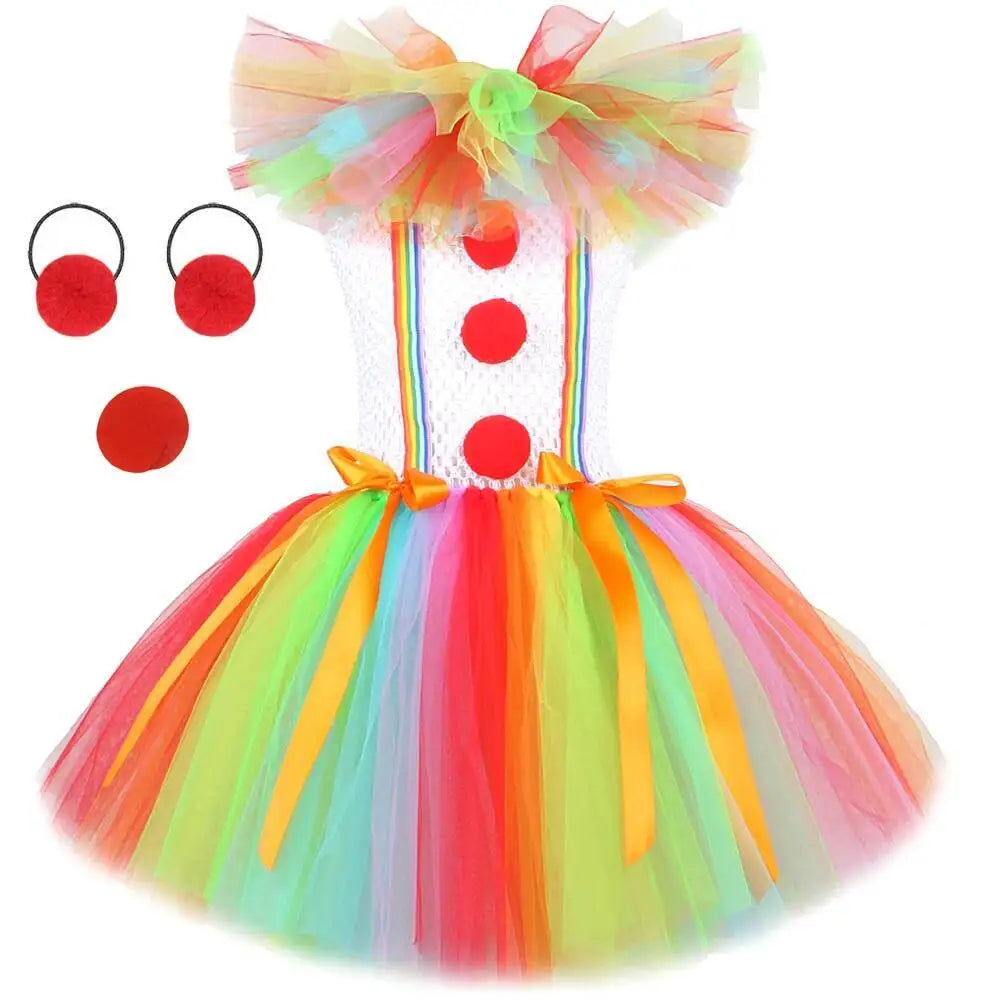 Arco-íris pennywise palhaço trajes para meninas palhaço de circo halloween tutu vestido para crianças coringa roupa crianças roupas de ano novo