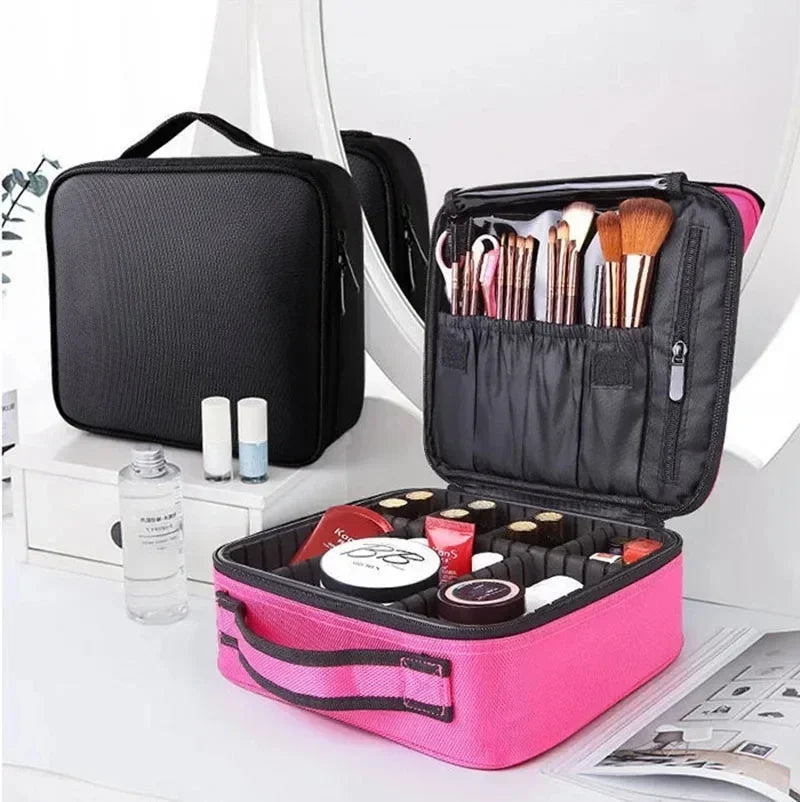 Bolsa de Maquiagem à Prova d'Água para Mulheres, Estojo Profissional de Cosméticos, Organizador Portátil para Pincéis de Beleza