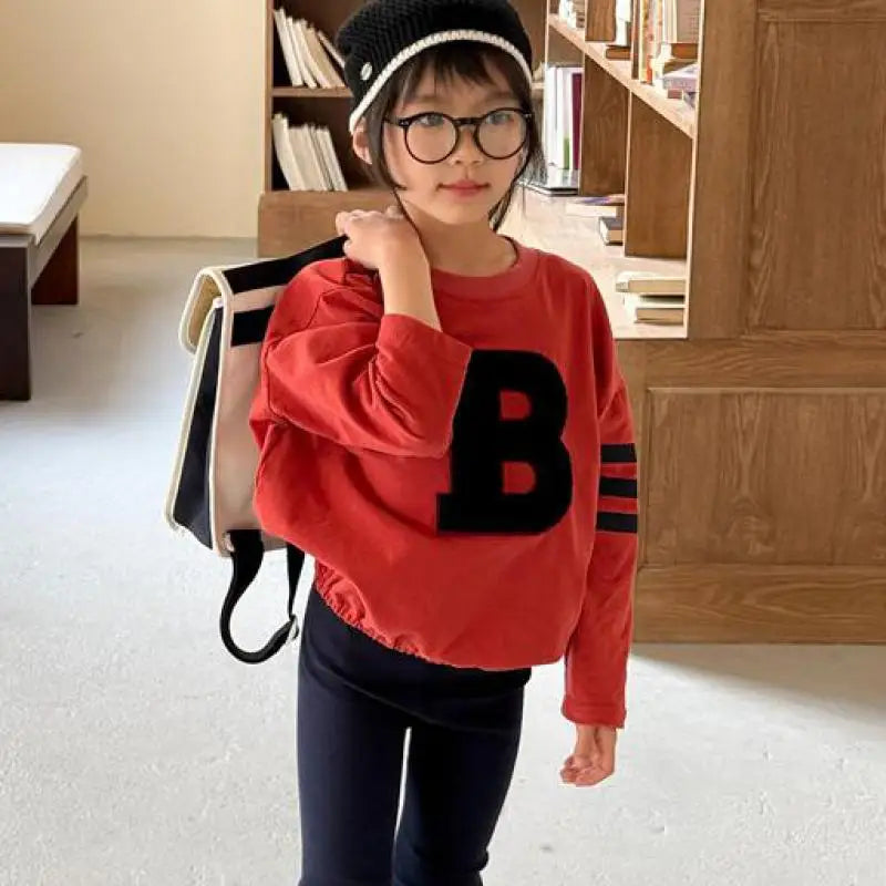 2025 primavera novas crianças manga longa t camisas soltas bebê menina carta moletom crianças meninos casual topos da criança algodão t