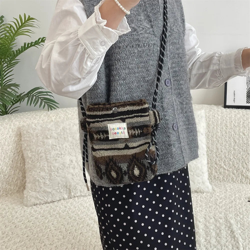 Novo ponto de pelúcia crossbody sacos para mulheres bonito rosa bolsa de ombro bolsas bolsa de telefone portátil